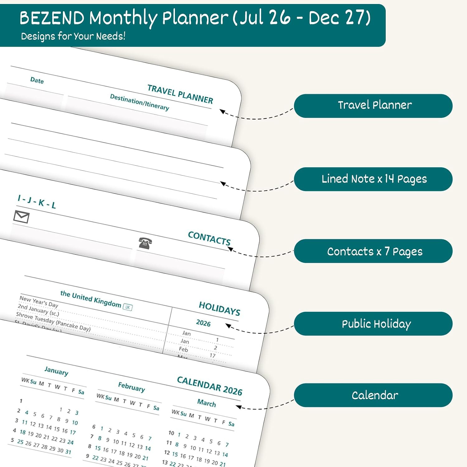 Pocket Monthly Planner 2026 2027 Extra Thin & Light (Slim 3.5″ X 6.5″), 18-Month