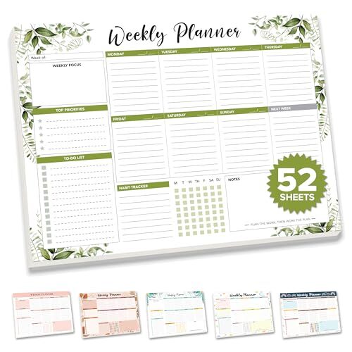 11×8.5in Weekly List Notepad – 52 Easy Tear-Off Sheets To Do Weekly Forest