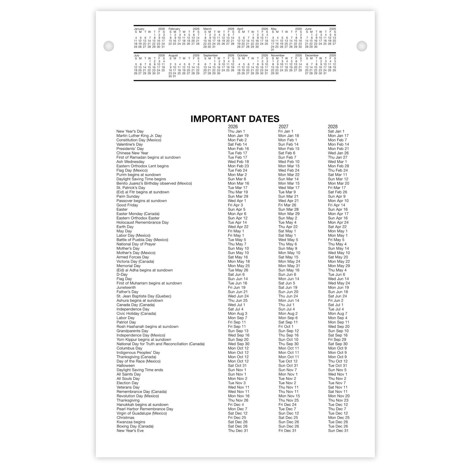 AT-A-GLANCE 2026 Desk Calendar Refill, Daily, Desk Pad Refill, 5″ x 8″, Large…