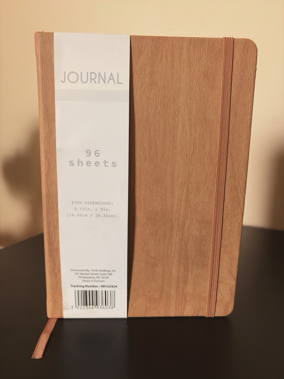 Textured Tan Hardcover Journal Notebook Lined 96 Sheets 5.75×8 Elastic Band