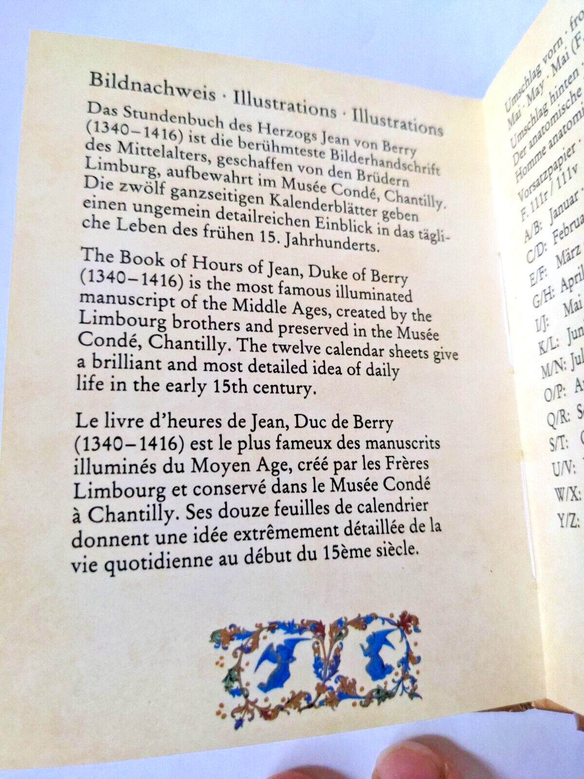 Coppenrath Verlag Très Riches Heures Illuminated Manuscript Address Book 1994
