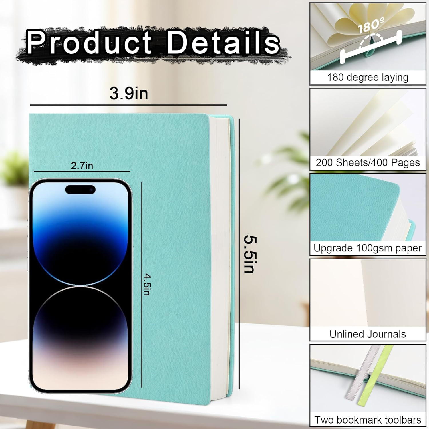 Thick Blank Journal Notebook400Pages Sketch Book Blank Journal Unlined No Lines