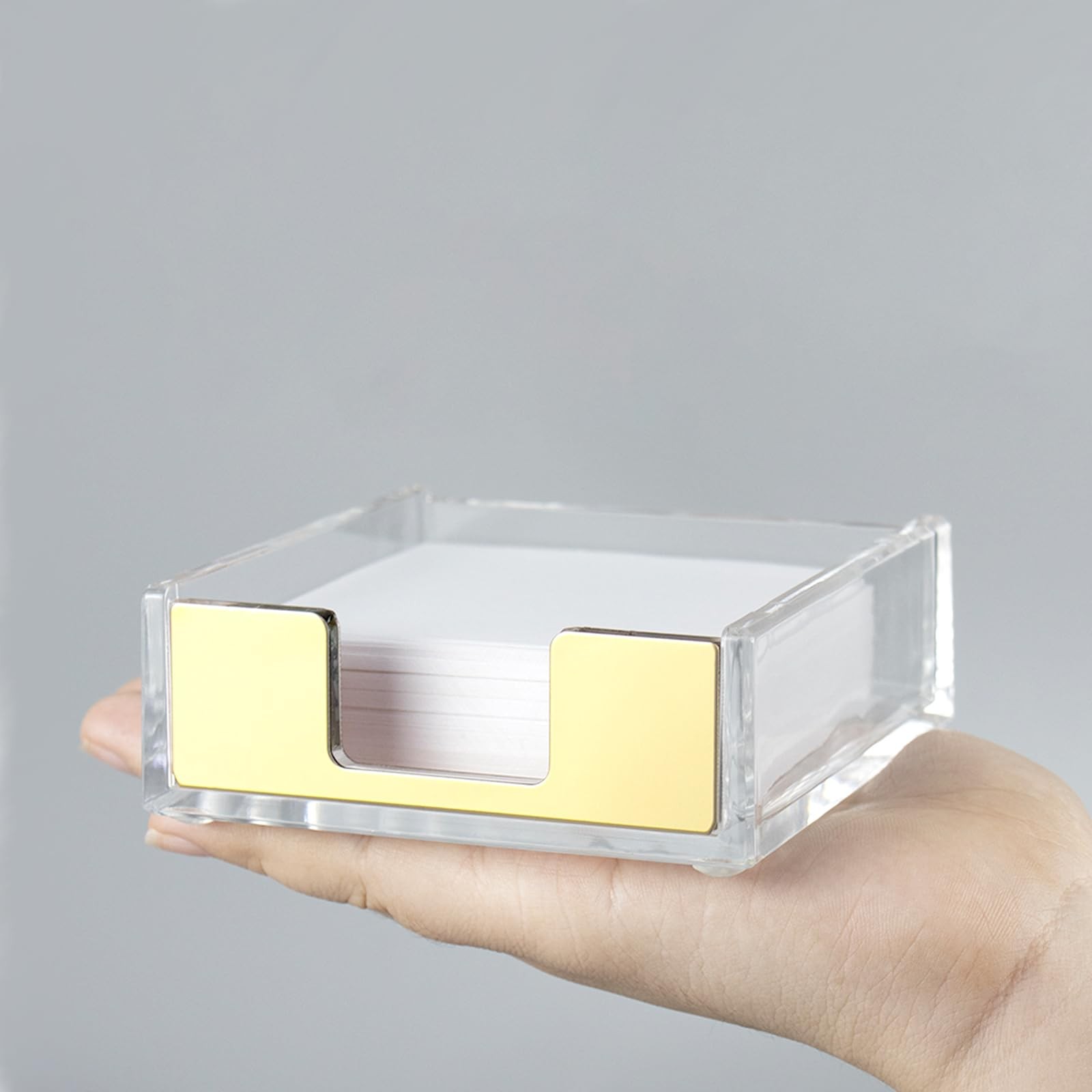NatSumeBasics Gold Sticky Note Holder Clear Acrylic Yellow Pure Tone