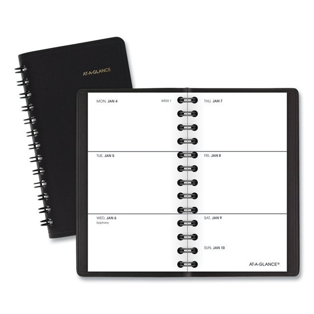 AT-A-GLANCE (70-035-05) 2026 Weekly Planner, Black Pocket Size 2 1/2″x4 1/2″