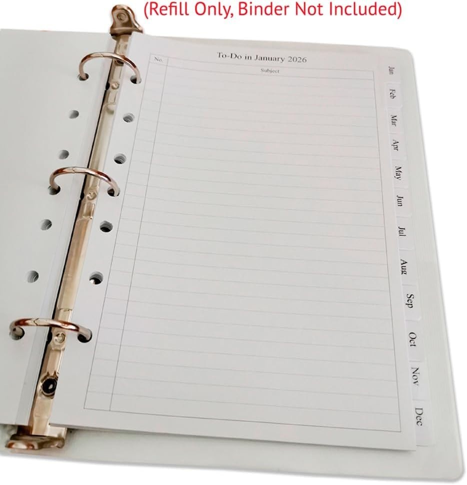 2026 Monthly Planner Refills for Mini Binders 5.5×8.5 Inches
