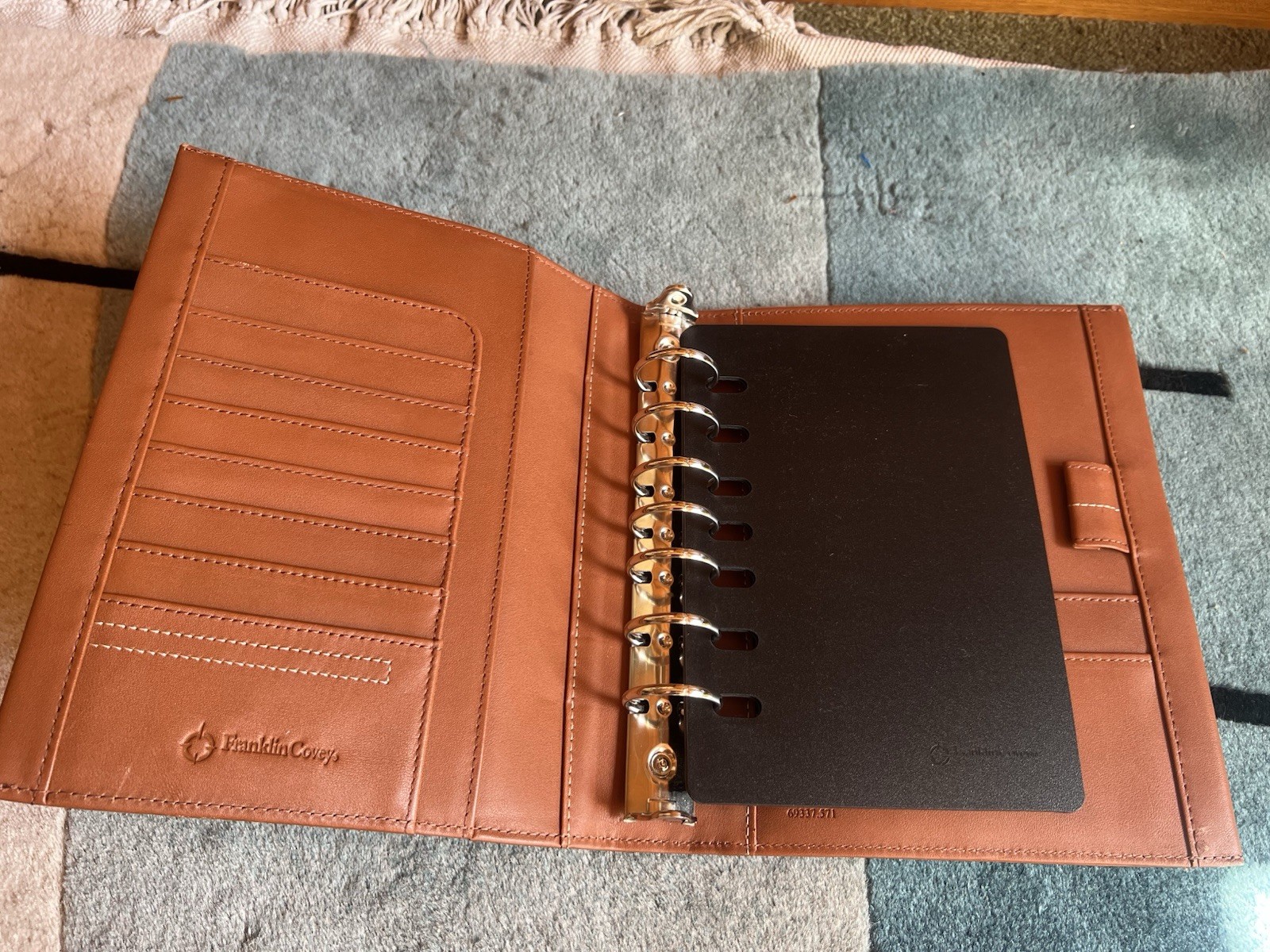 Vintage Franklin Covey Leather Planner Organizer 7 X 9 Ring Orange