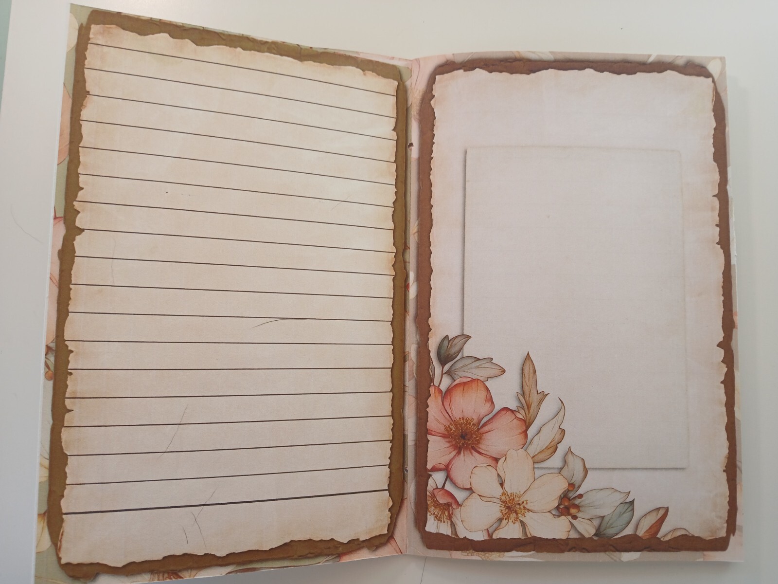 Junk Journal Blank Booklet “SOFT FLORALS” Pastel Florals LG 8.5″x5.5″ 40pgs