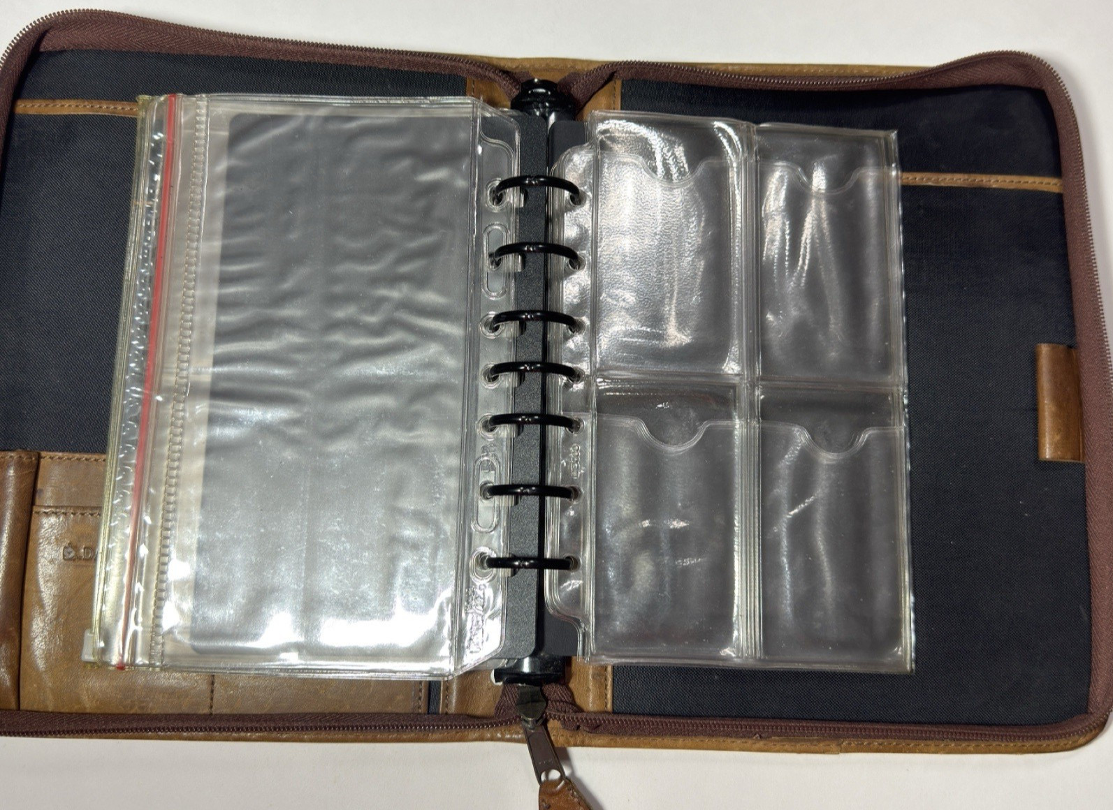 Day Timer Planner Organizer Vtg Brown Leather Folio 7 Ring Binder Notebook