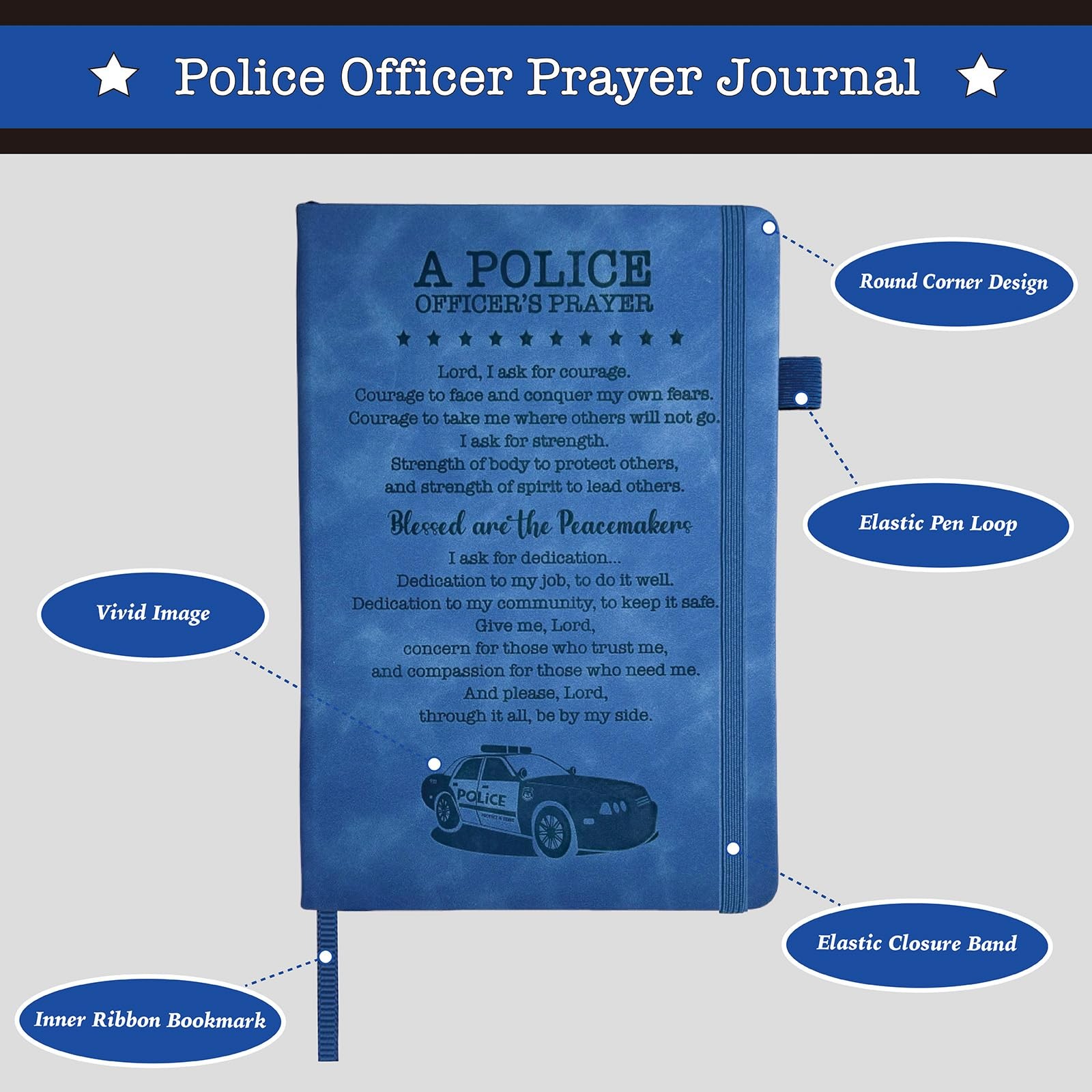 Police Officer Gifts for Men, Prayer 5.7 x 8.4 inches, Blue