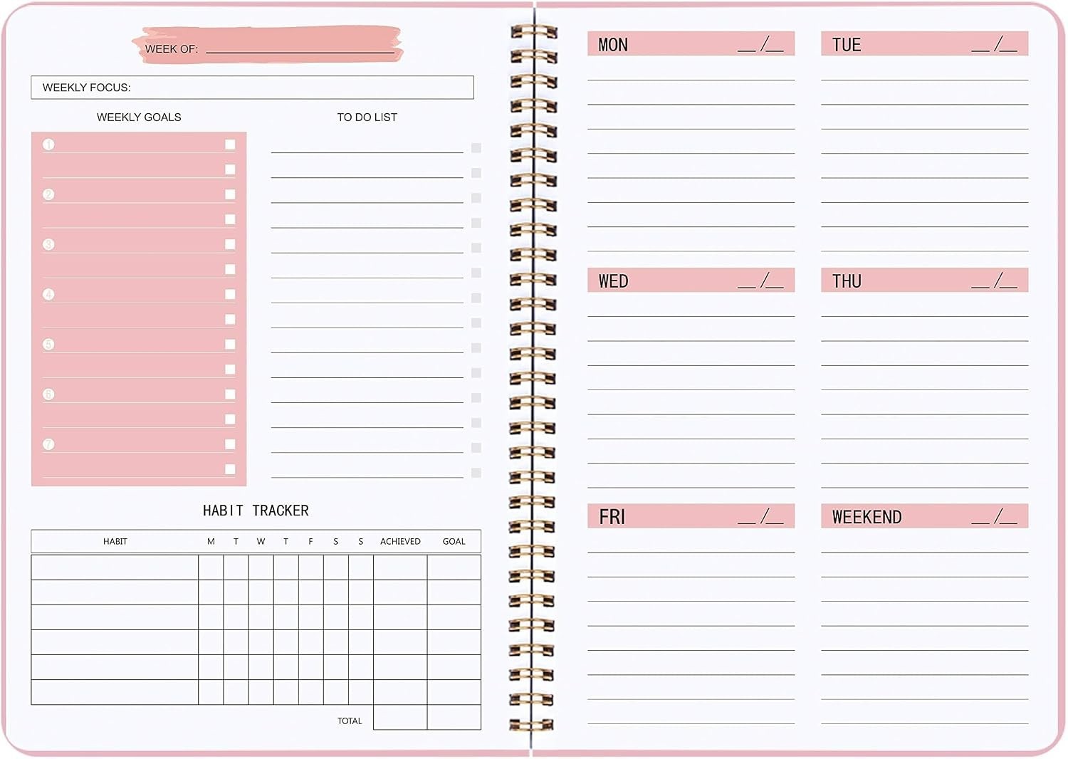 Elegant 5.7 x 8 Inch Weekly Planner & Habit Tracker for Ultimate Productivity