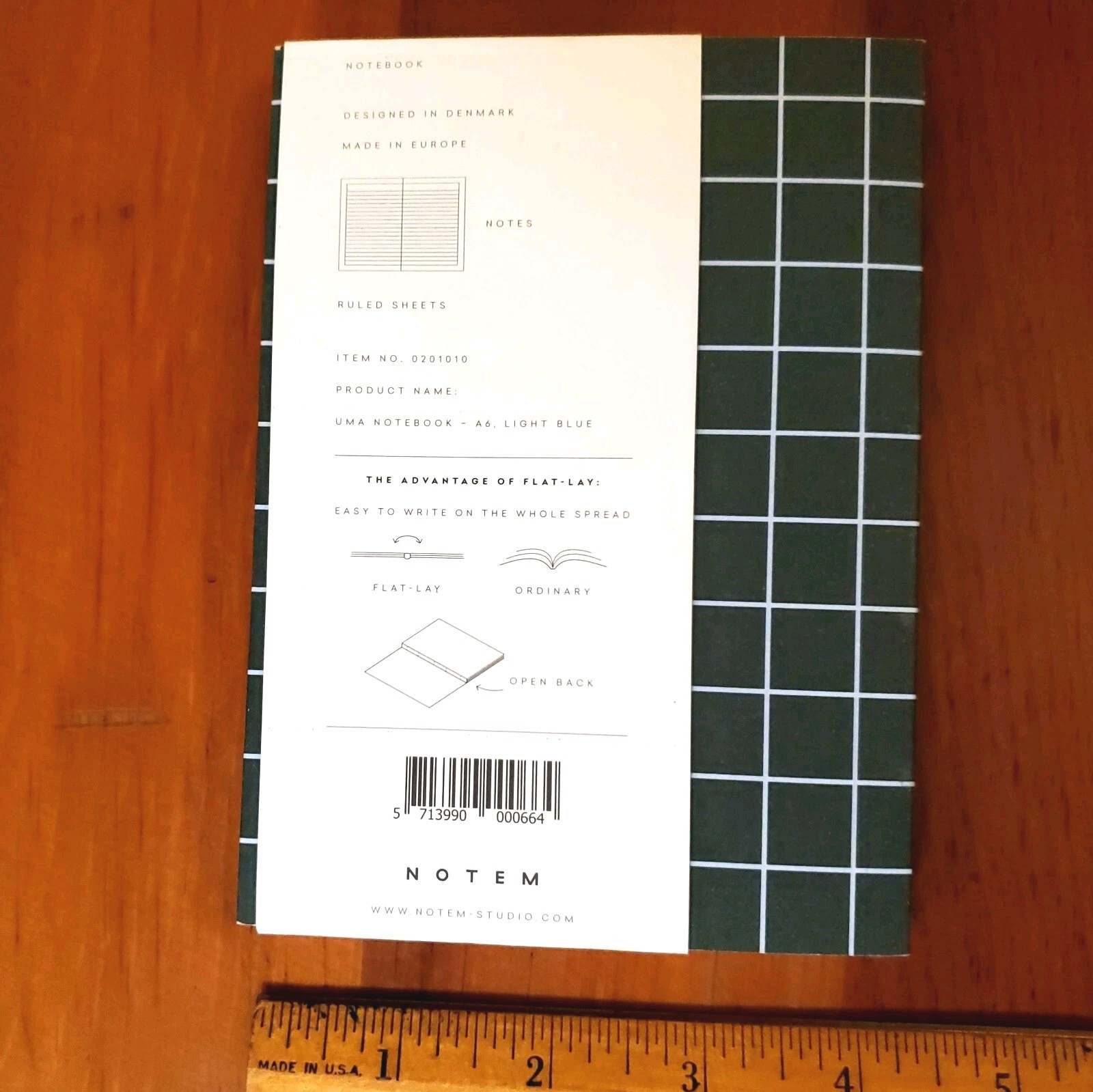Notem Uma Lay Flat Green Plain Ruled A6 Flexi Notebook 160pg Journal Waterproof