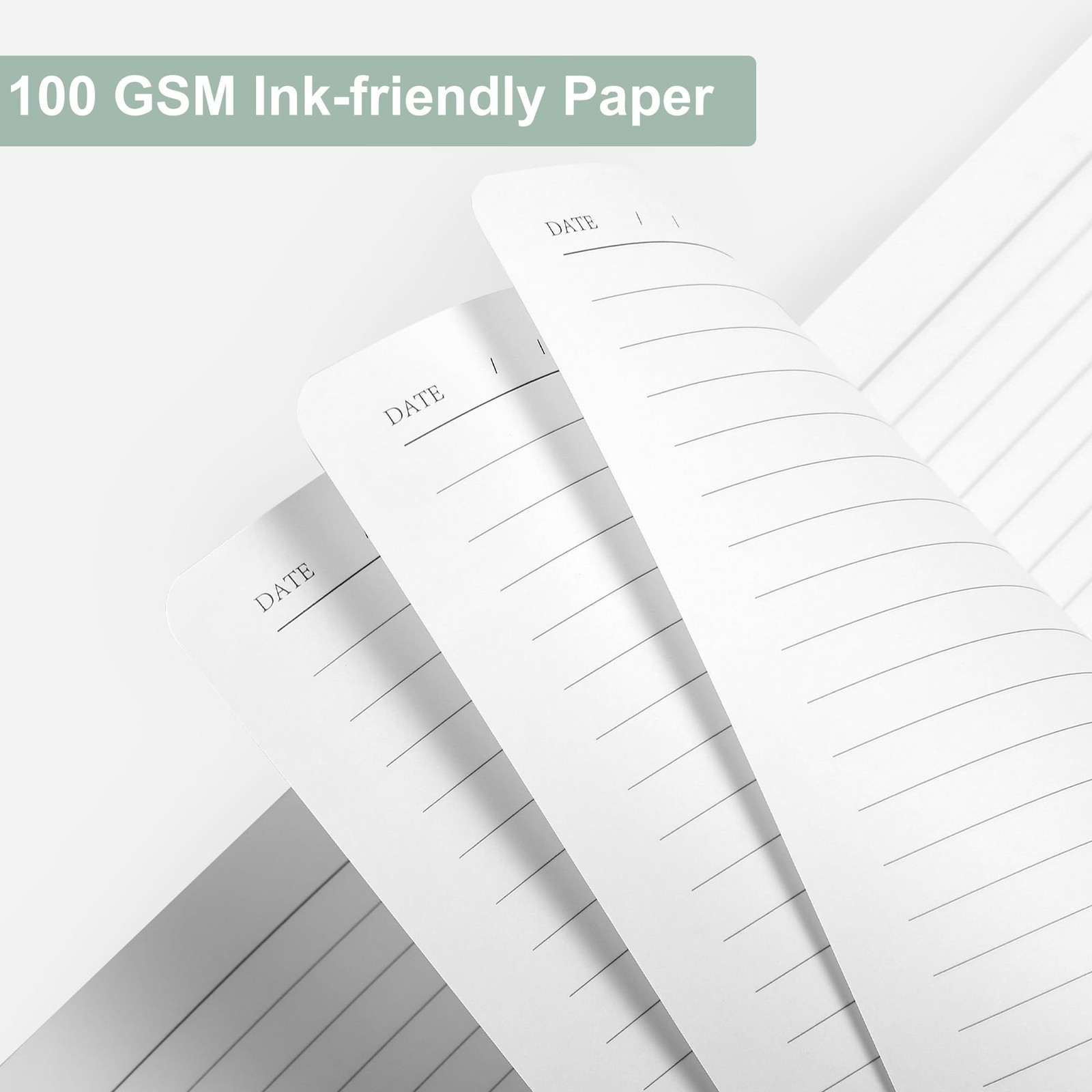 CAGIE Lined Journal Notebook for Women Men 320 Pages 100 Gsm Paper A5, Green