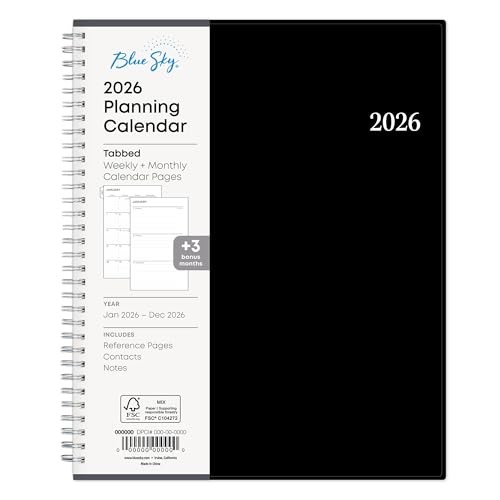 BLUE SKY MONTHLY PLANNER 2026 8-1/2″ X 11″ ENTERPRISE 111288 – BLACK