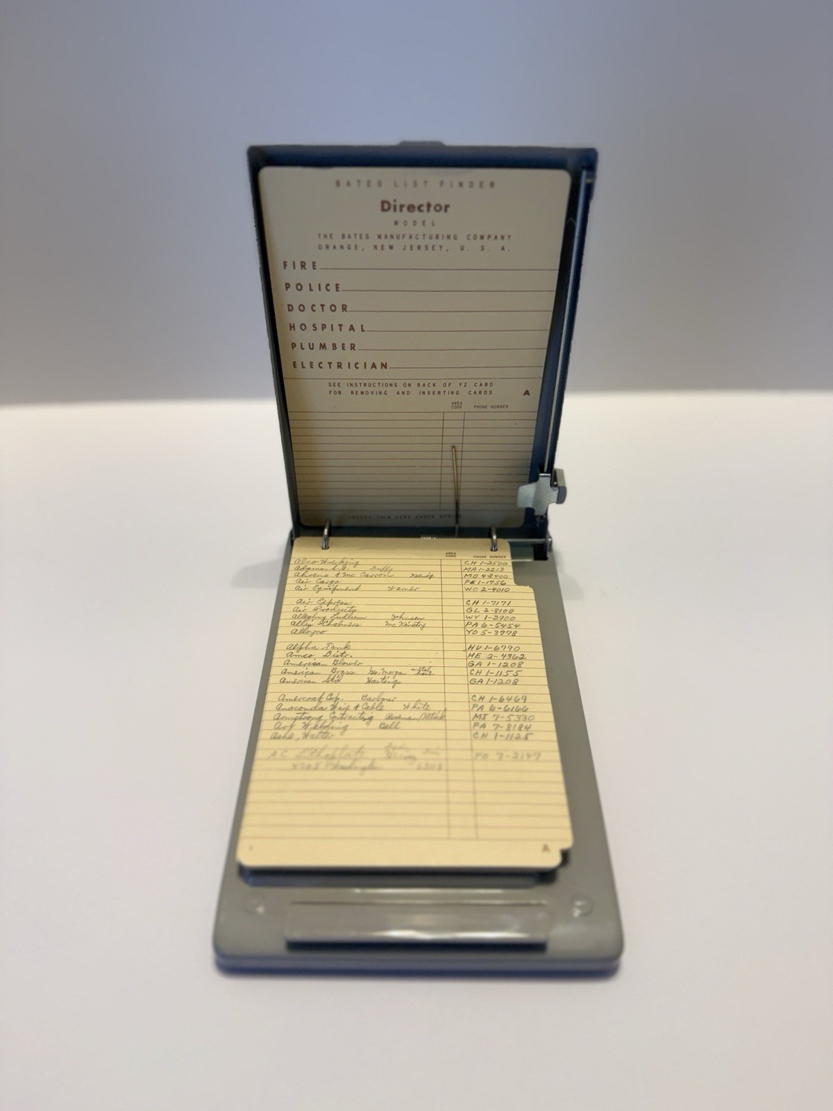 Bates List Finder Director Model Grey Metal Desktop Telephone & Address Book VTG