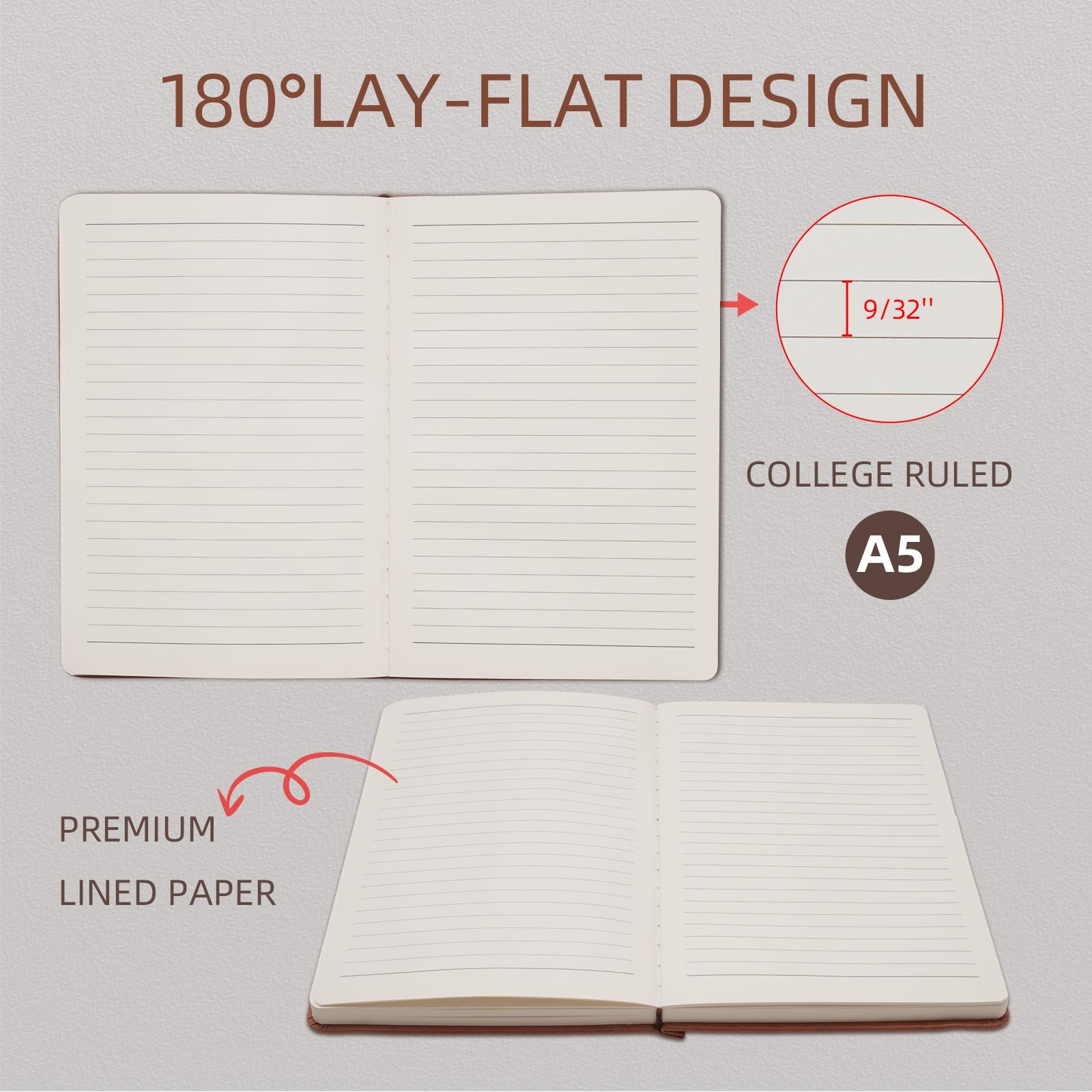 OnMove Lined Notebook Journal for Women Men 320 Pages A5 Hardcover Pink