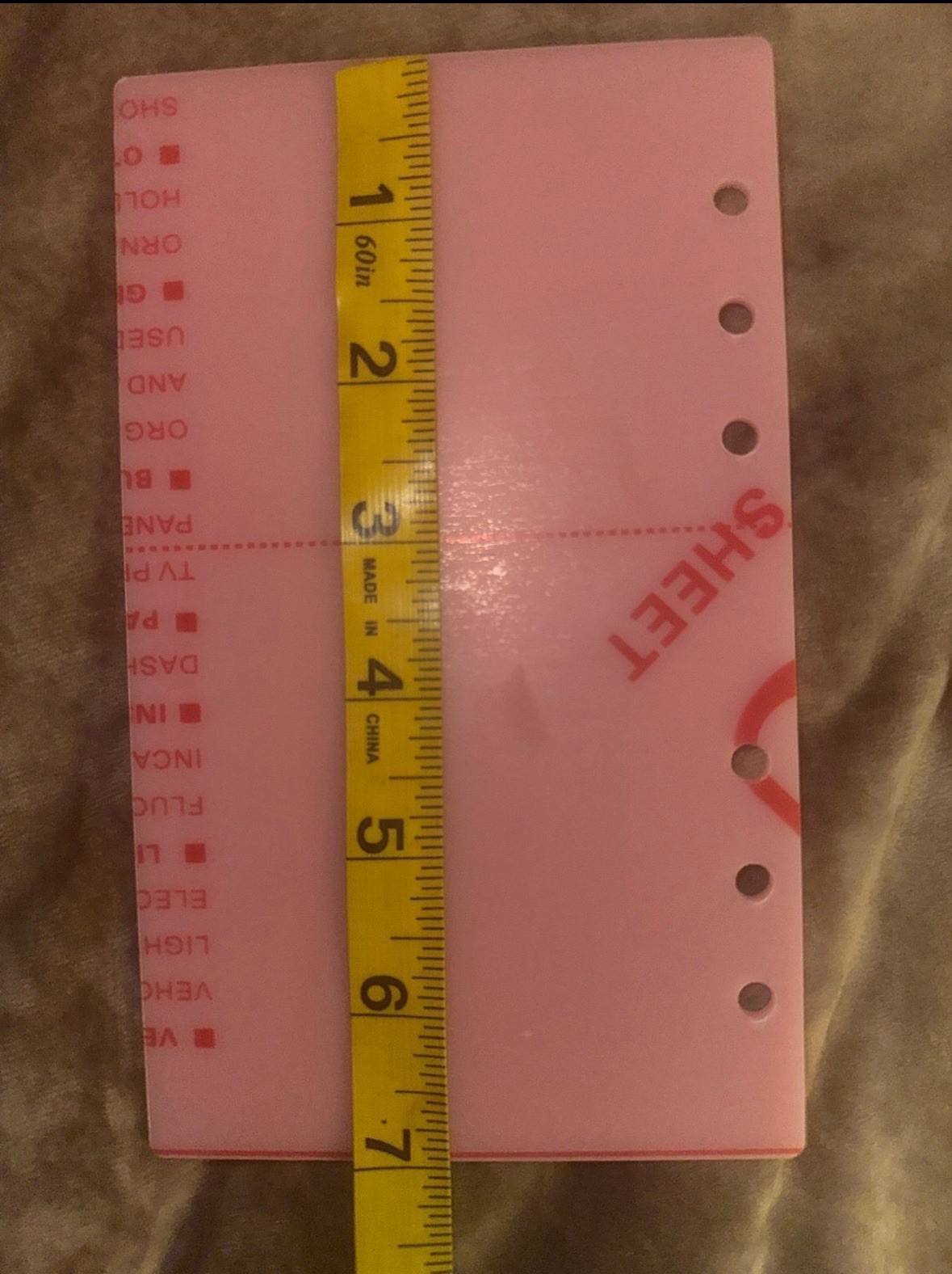A6 Simple Pink Acrylic 6 ring Loose Leaf Binder notebook Agenda Cover