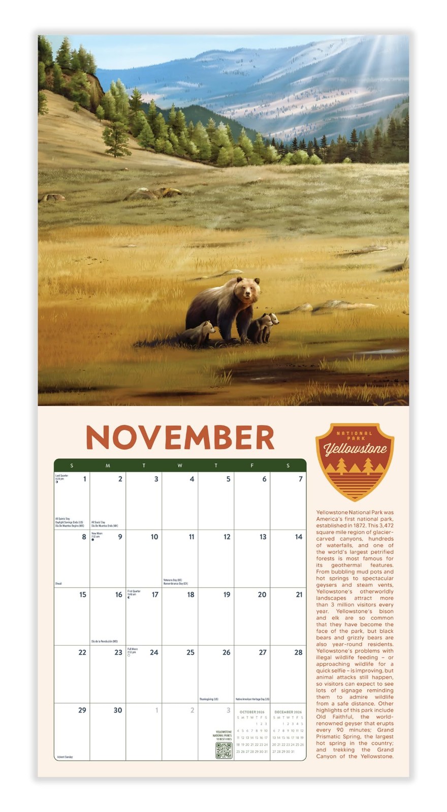 National Parks 2026 Calendar | Illustrated Poster Art 2026 Illus. Nat’l