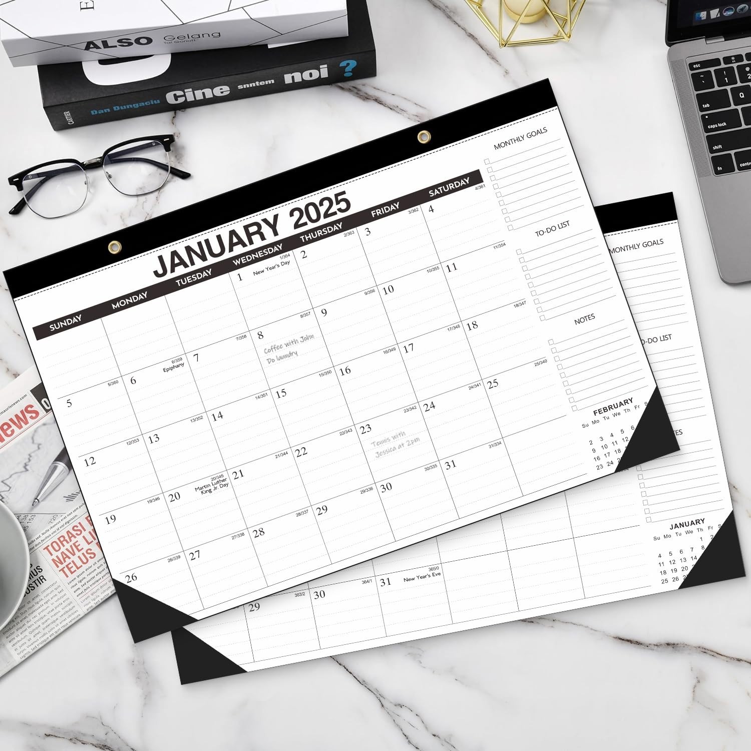 Desk Calendar 2026-18-Month (Jan 2026-Jun 2027) 17×12 Inches, 2 Stickers Incl…