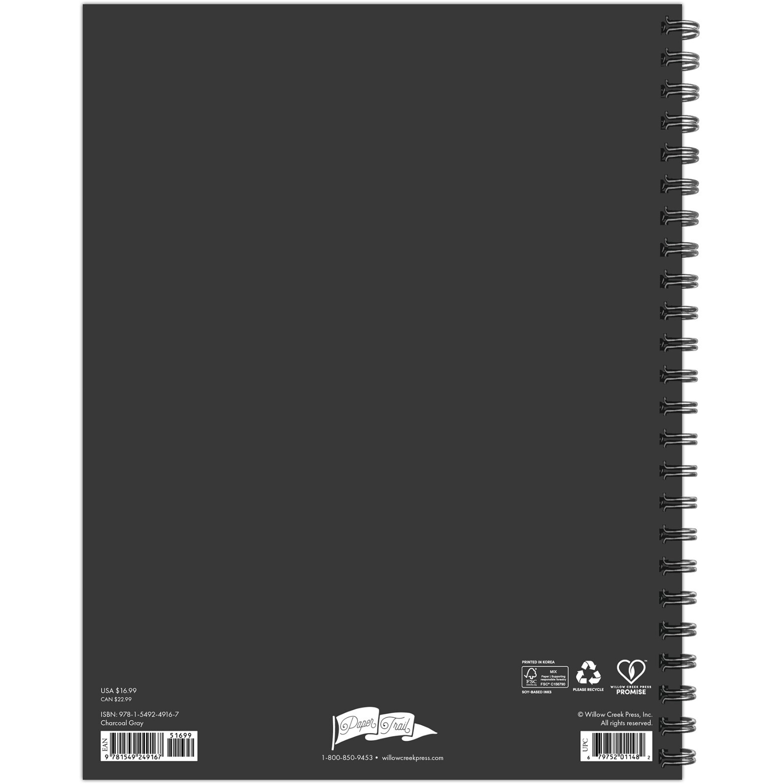 UNDATED Charcoal Gray 8.5″ x 11″ Softcover Planner