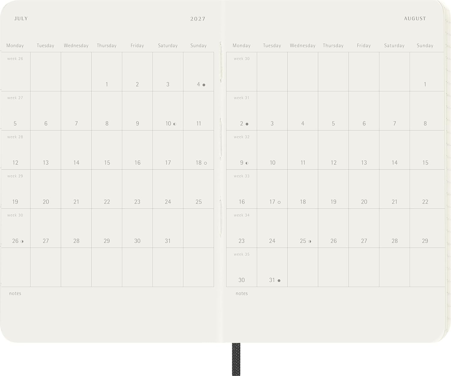 Moleskine Daily Planner 2027, Soft Cover 12 Month Diary with Elastic Closure, Po