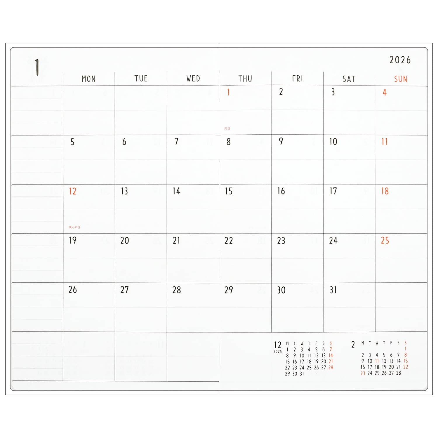 GreetingLife Noritake Planner 2026 B6 Slim Hardcover Vanilla