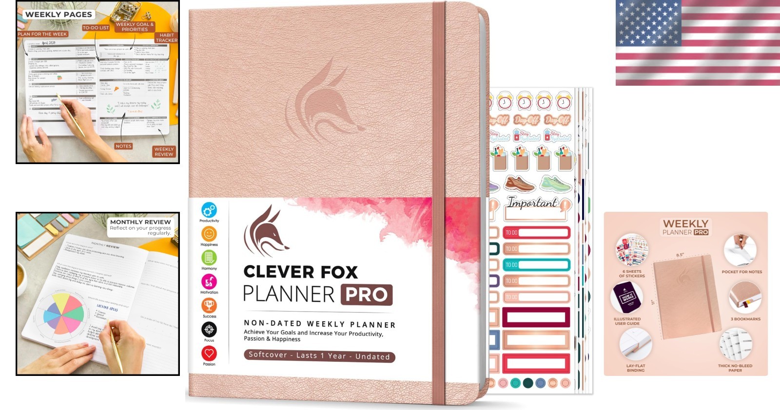 Undated Weekly & Monthly Planner – 8.5×11″ – Rose Gold