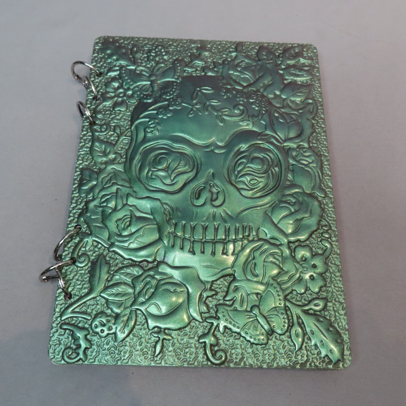 FLORAL SUGAR SKULL Notebook Journal 3D Green Gothic Grimoire Sketchbook A5 Gift