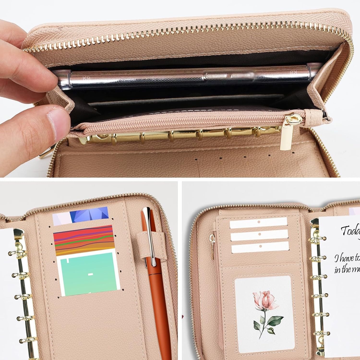A7 Leather Budget Binder, Cash Envelopes System Budgeting Wallet, Money Organize