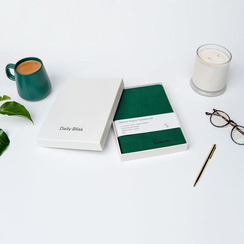 Stone Paper Journal Premium A5 Hardcover Vegan Leather Notebook Forest Green