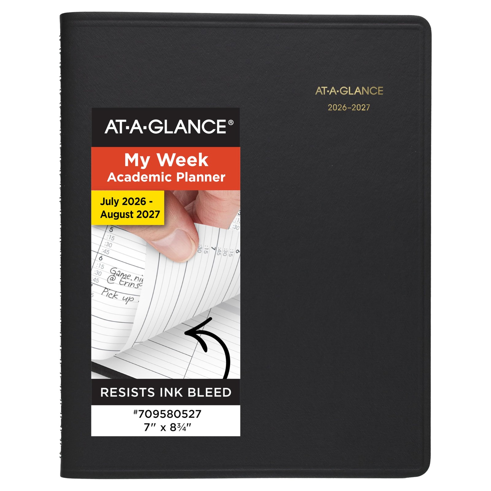 AT-A-GLANCE Planner 2026-2027 Weekly Academic 14-Month 7″ x 8-3/4″, Black