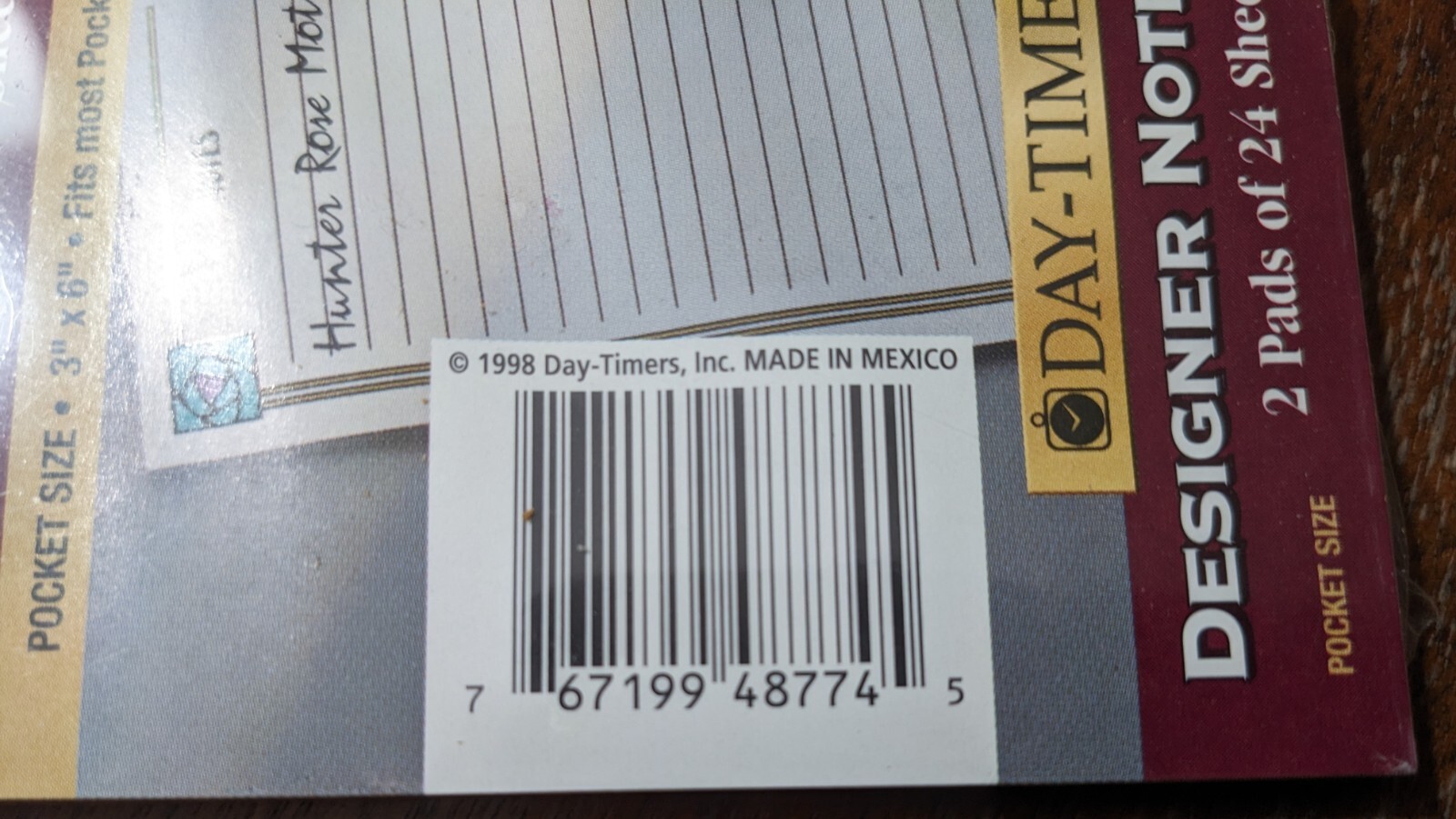 Vintage 1998 ACCO Day-Timer Pocket Sized Designer Note Pads 3×6 2 Pads 24 Sheets
