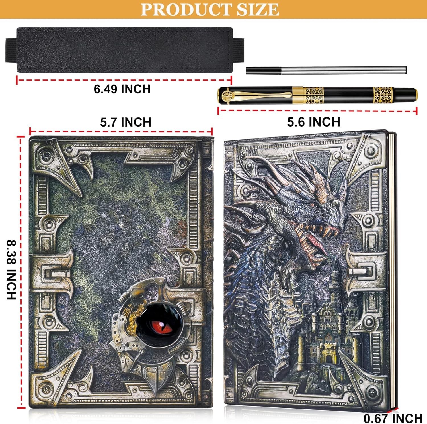 200-Page Vintage Dragon Journal – Handmade Fantasy Writing Notebook