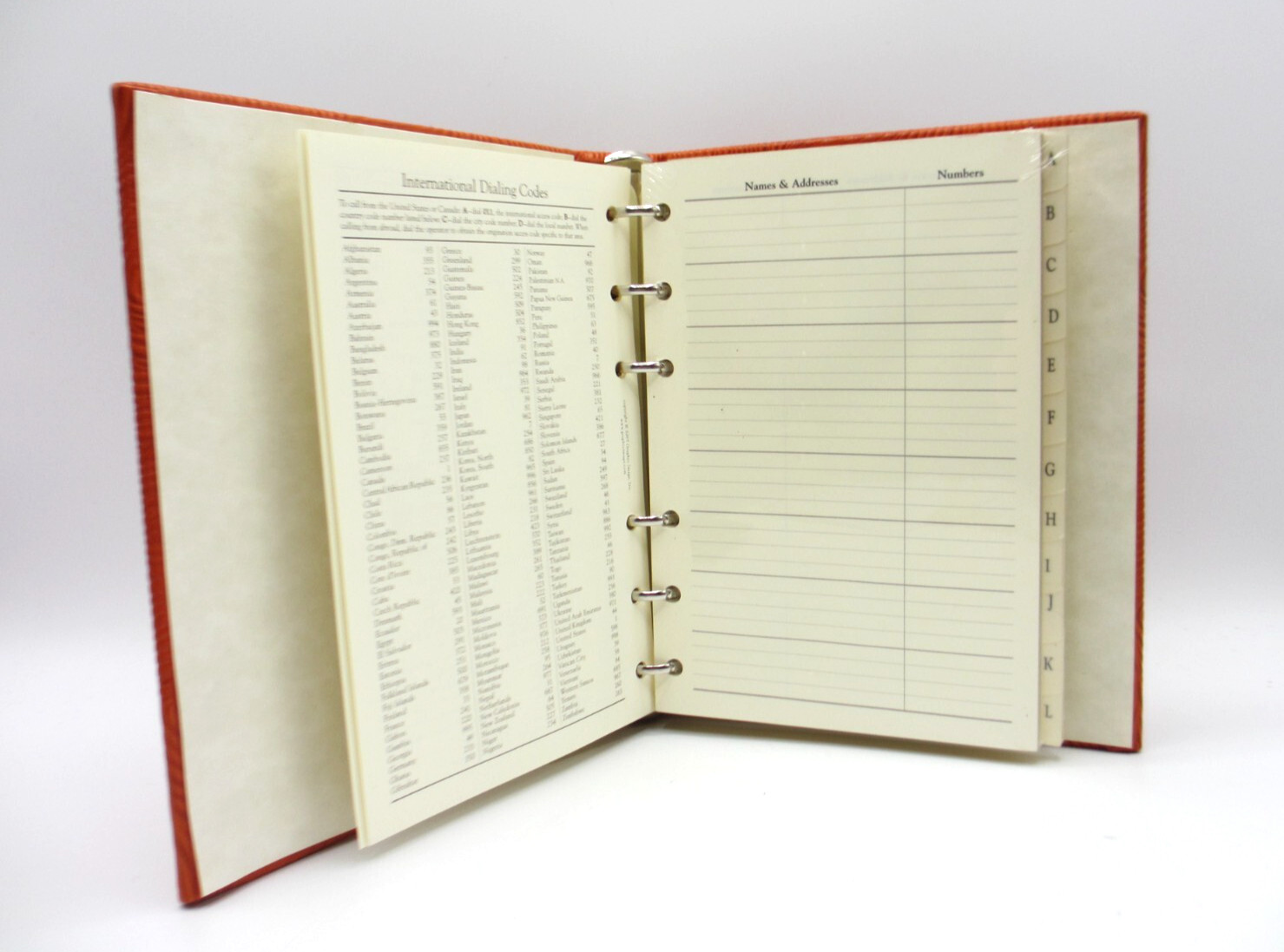 Address Book Leather Hardcover 6 Ring Binder Graphic Image ORANGE Swirl