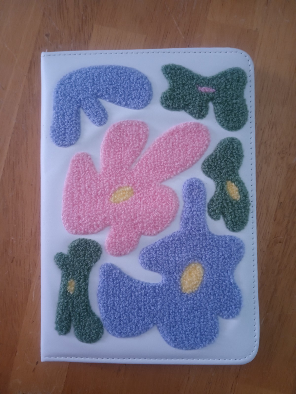 Blank Lined Journal Faux Leather Colorful punch needle Floral Textured Cover