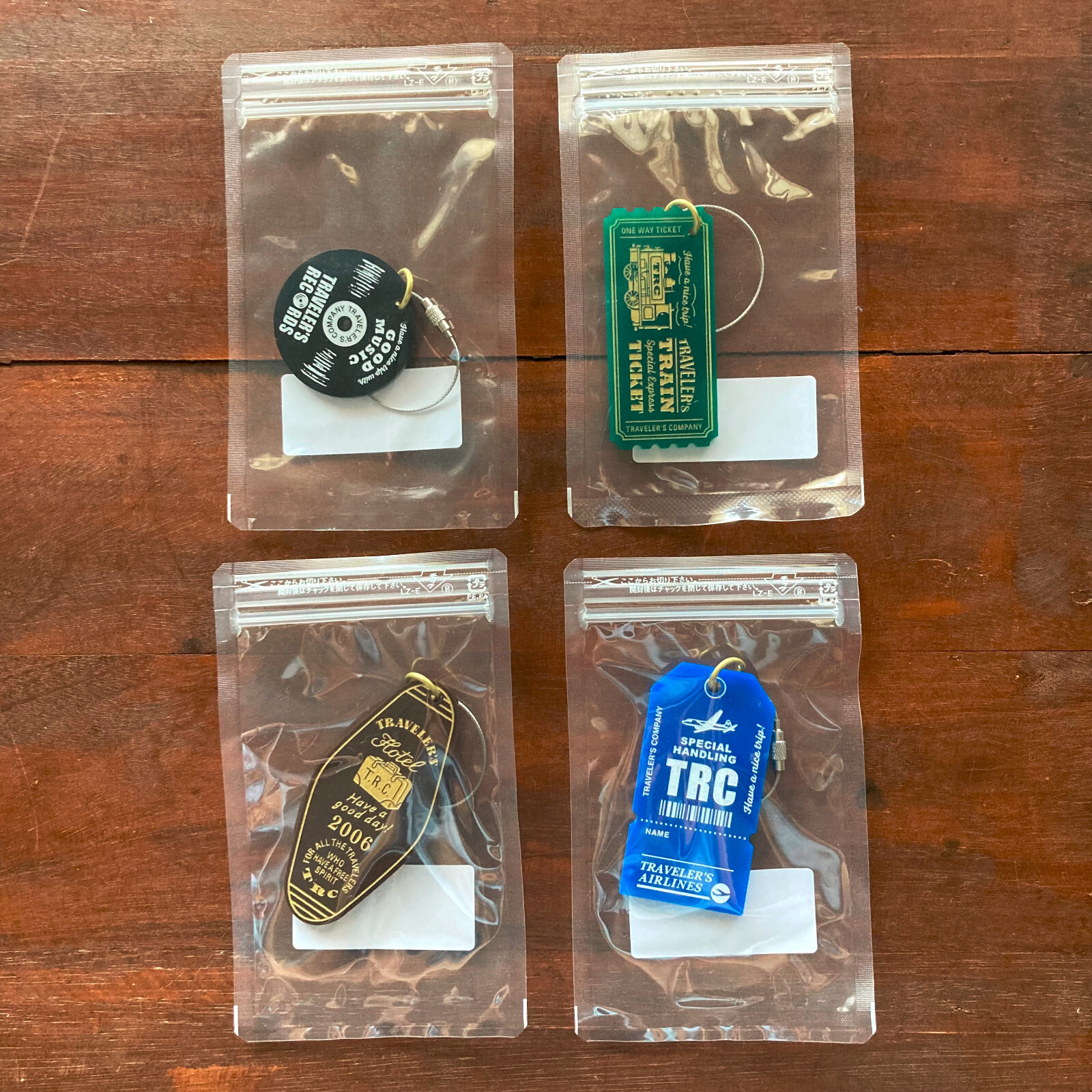 TRAVELER’S FACTORY Acrylic Keychain Record, Train, Hotel, Airline