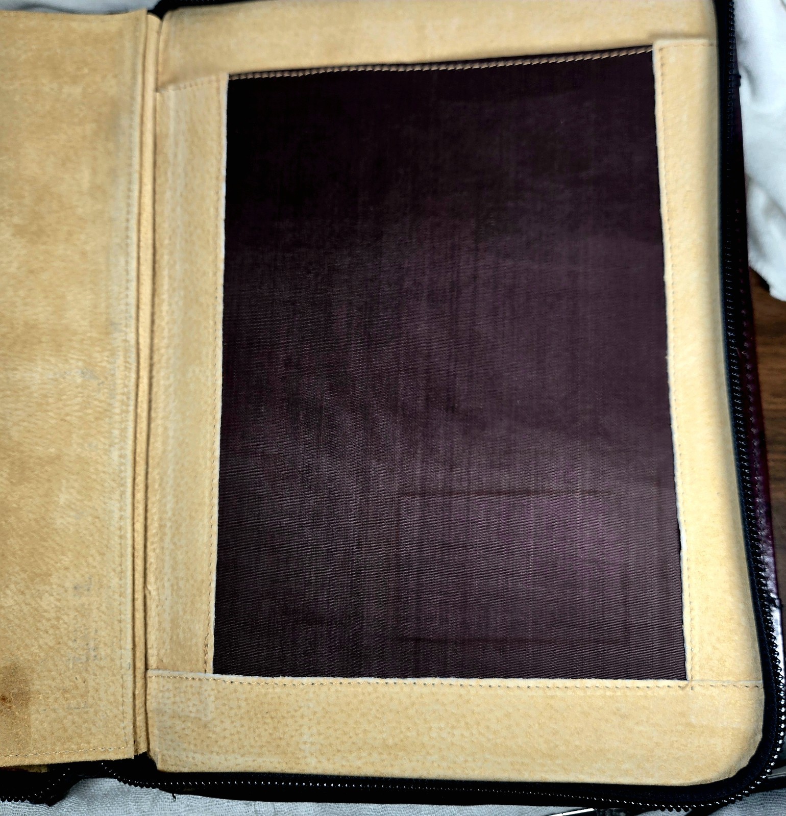 VTG Burgundy Genuine Top Grain Leather Portfolio Organizer Binder 14×10.5″ YKK Z