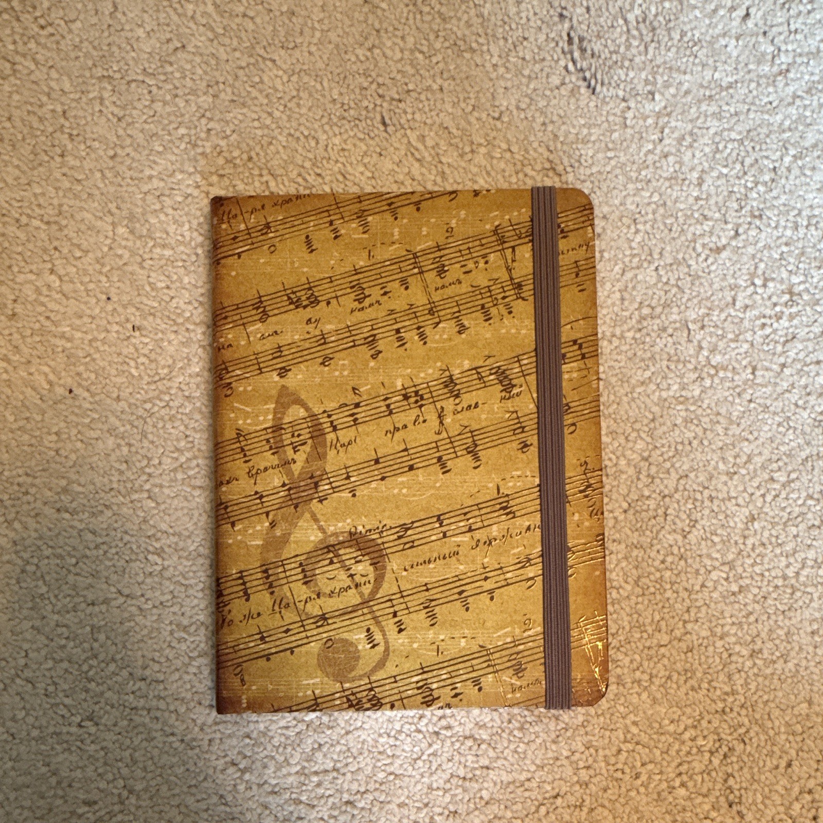 Music Theme Blank Staff Lines Journal Notebook, Treble Clef Cover, Elastic