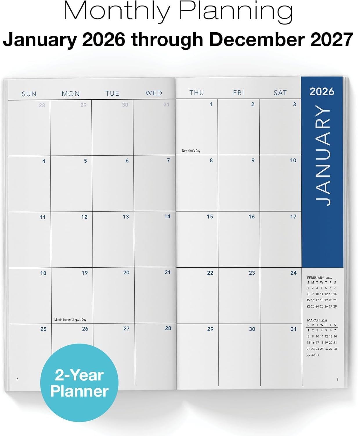 2-Year Monthly Pocket Planner/Pocket Calendar, 3.5″x6.5″, 2026-2027: Weekly P