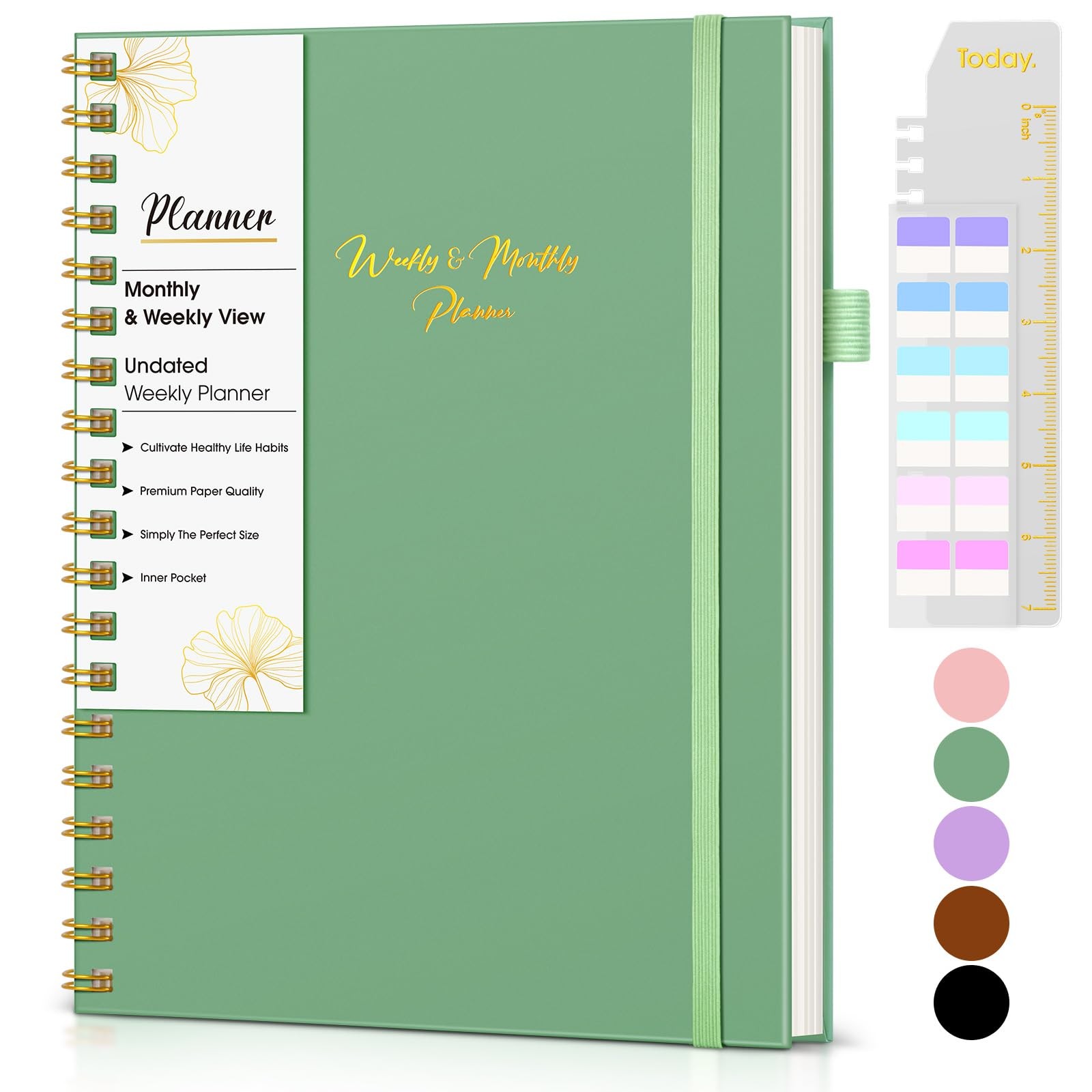 Undated Weekly and Monthly Planner, B5 Large To Do List B5, Green