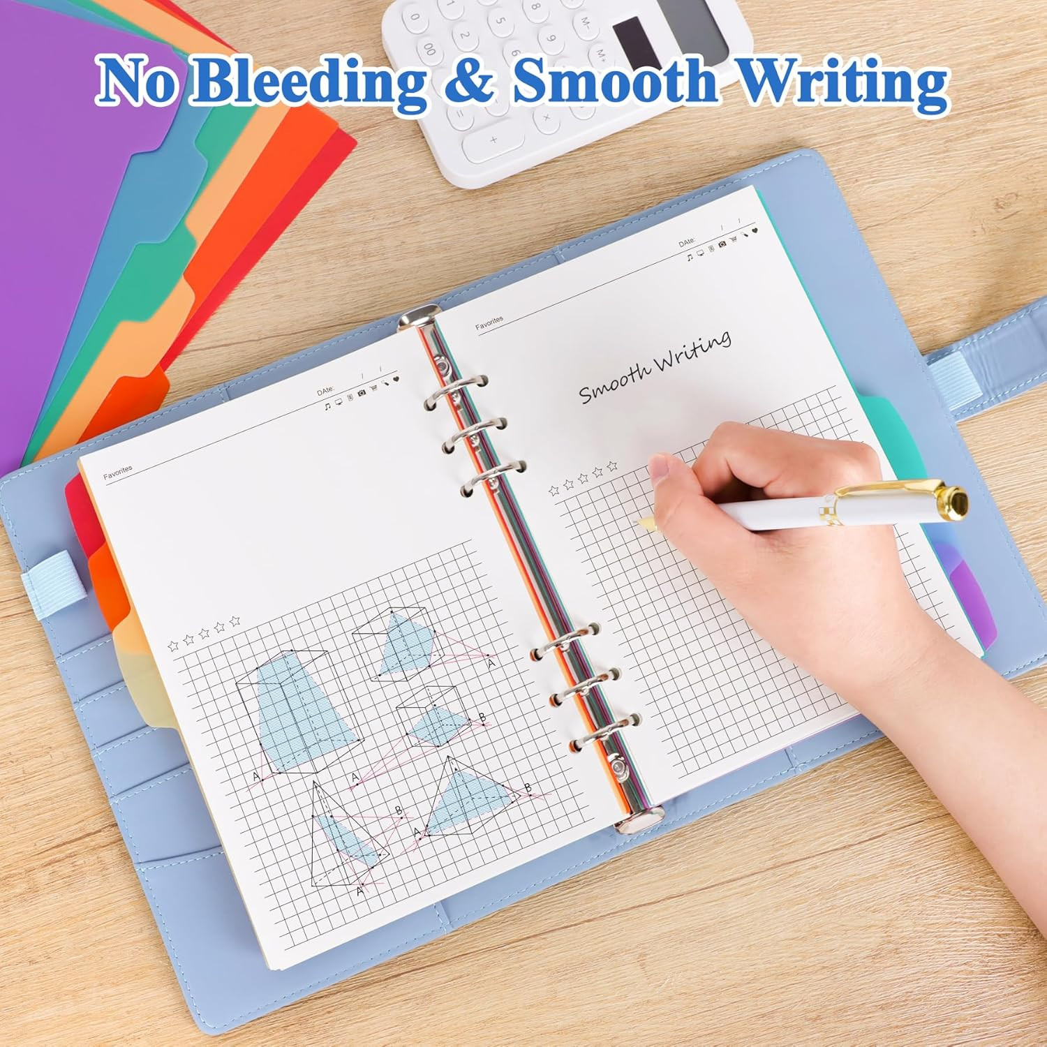 A5 Refill Paper Planner Inserts for A5 6-Ring Binder, 135 Sheets 6-Hole Note Rec