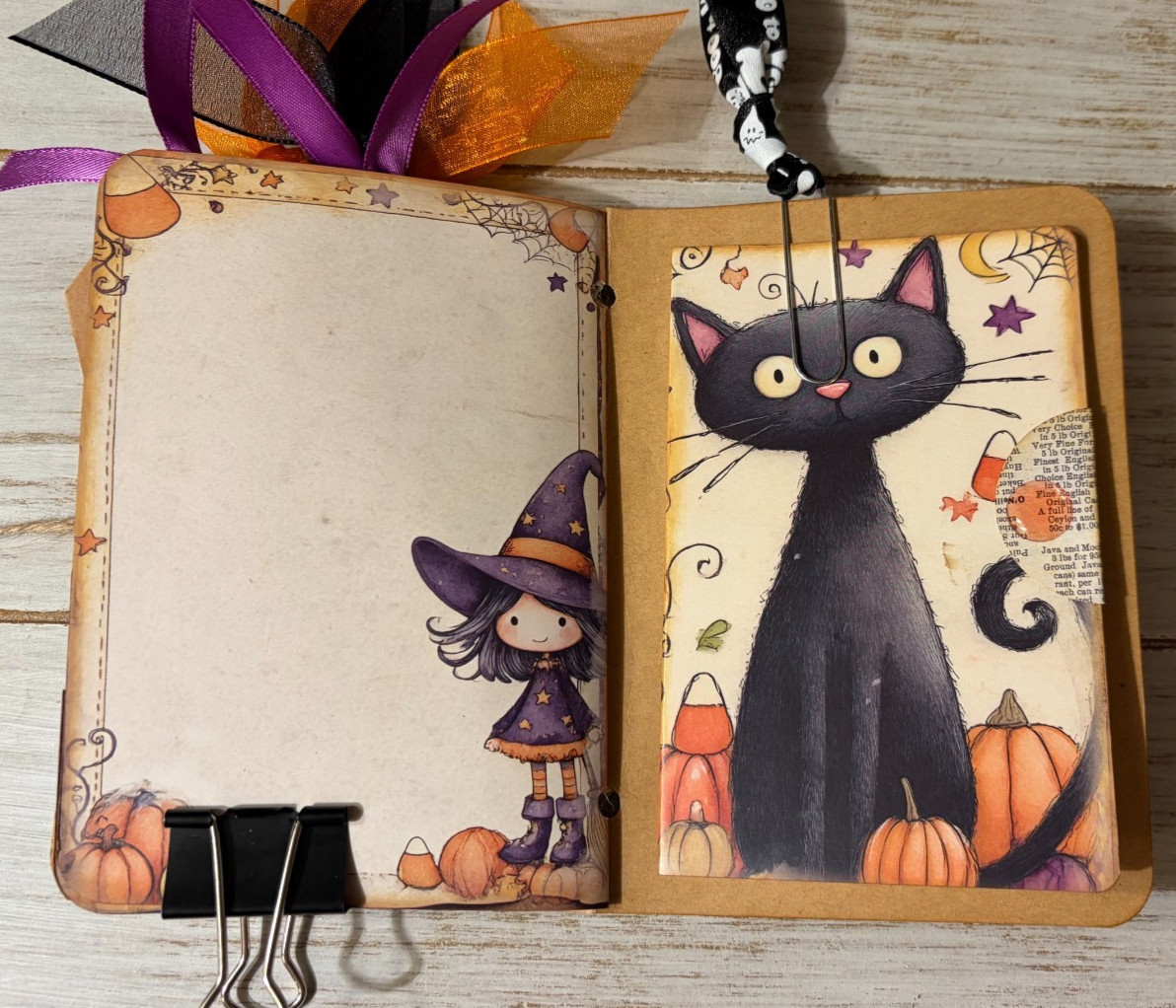 Junk Journal Handmade Booklet Book Vintage “Cute Halloween” Pockets, Ephemera