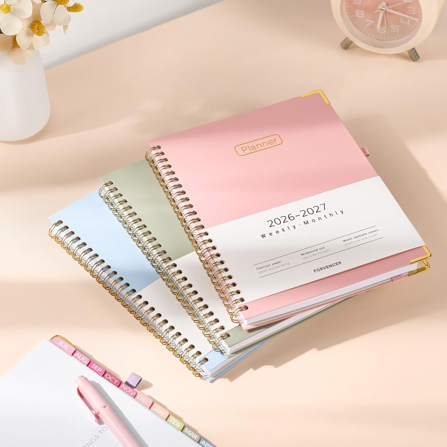 Academic Planner 2026-2027 Weekly Monthly Hardcover 8.5″ x 11″ Pink