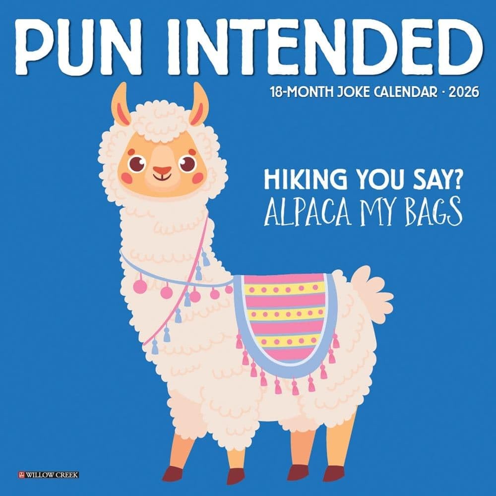 Willow Creek Press, Pun Intended 2026 Mini Wall Calendar, 7” X 7”, Multi