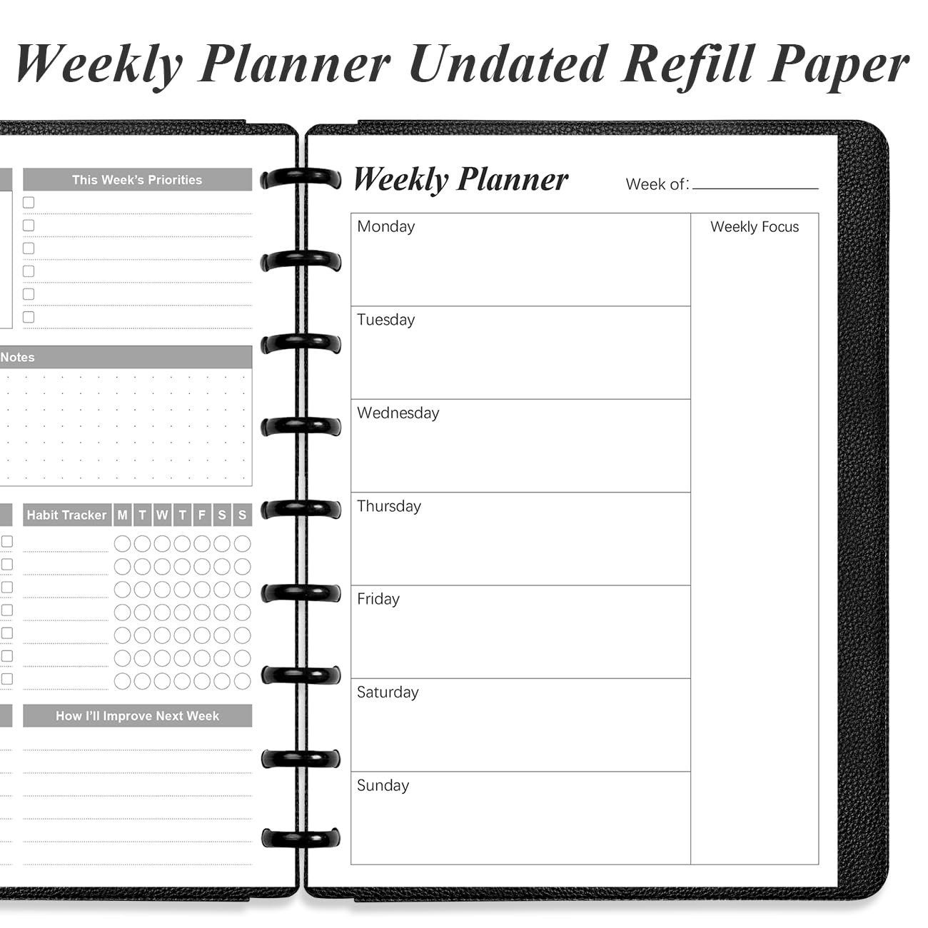 Classic Size Weekly Planner Refills – 9 Disc 1-Pack, White