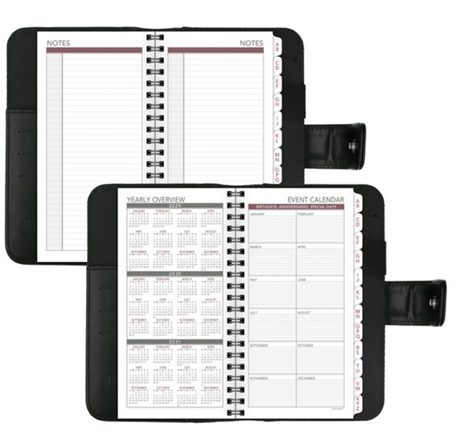 AT-A-GLANCE Undated Windsor Slim Profile Monthly Set, Black Pocket, 3-1/2×6-1/2″