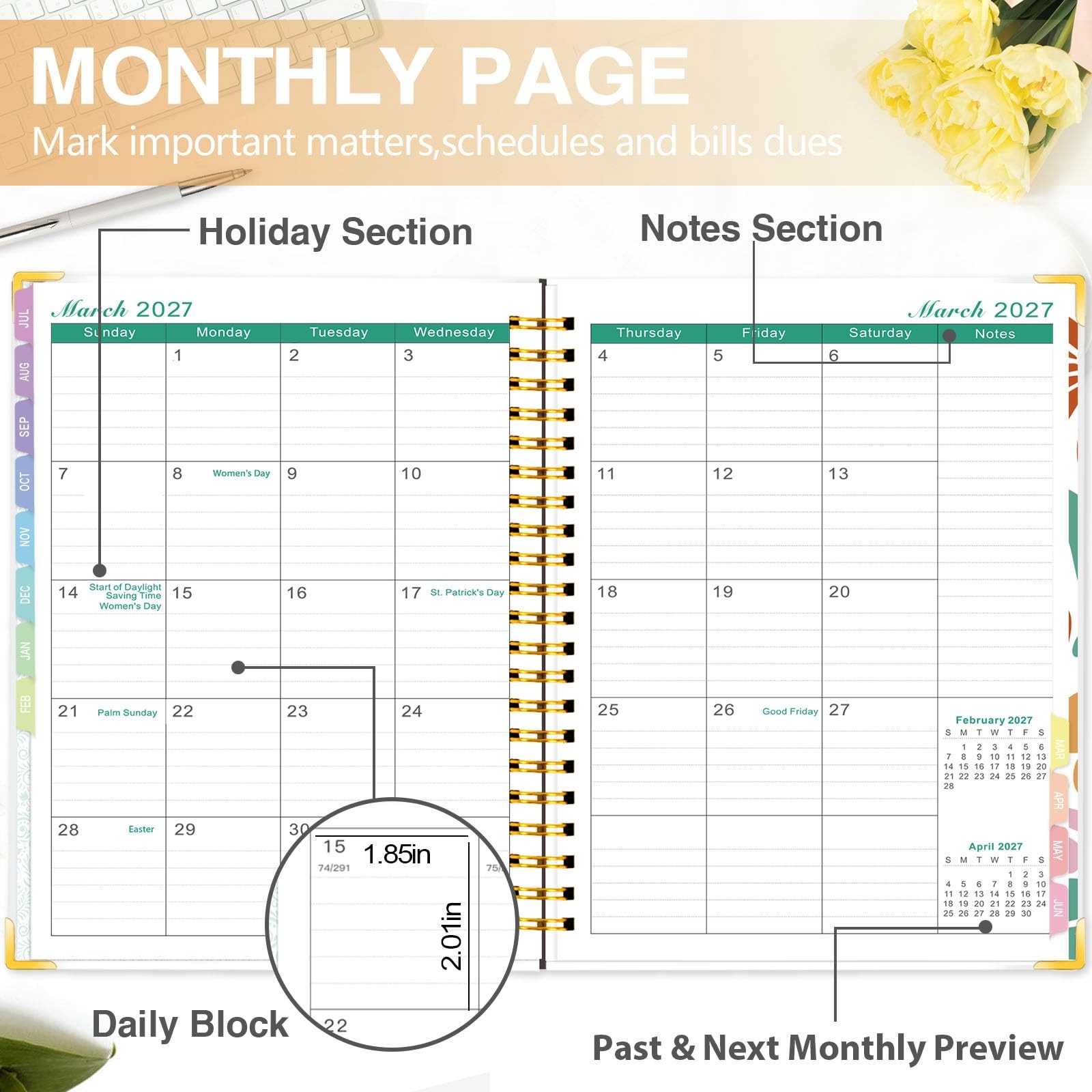 GuassLee Academic Planner 2026-2027 Daily Weekly and Monthly 8.5″×11″, Yellow