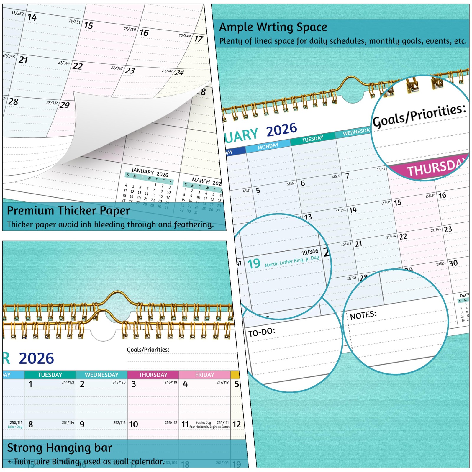 Wall Calendar 2026-2027 – 2 Year 2026-2027, 11 x 8.5 In, Jan 2026 -…
