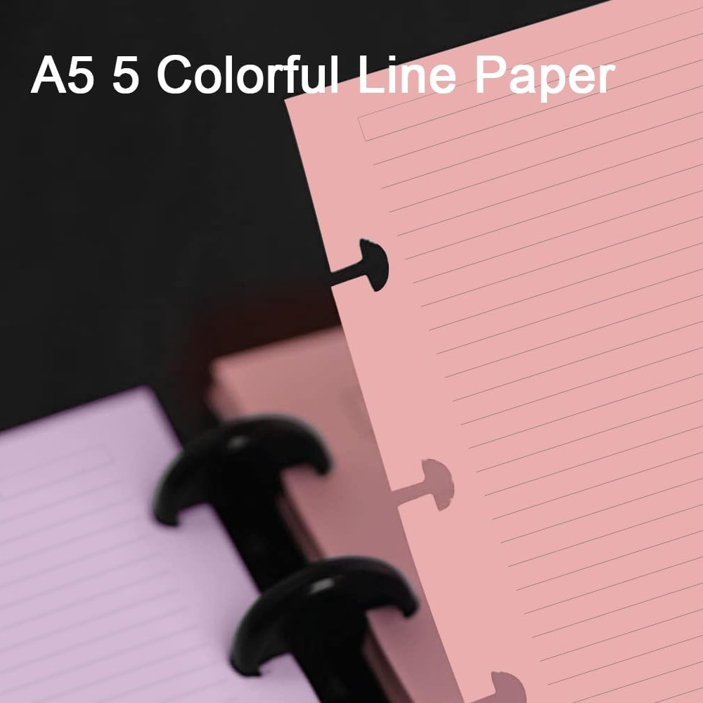 3-Pack Junior Discbound Lined Refill Paper, 300 Sheets, 110gsm, 5 Colors, 8-Disc
