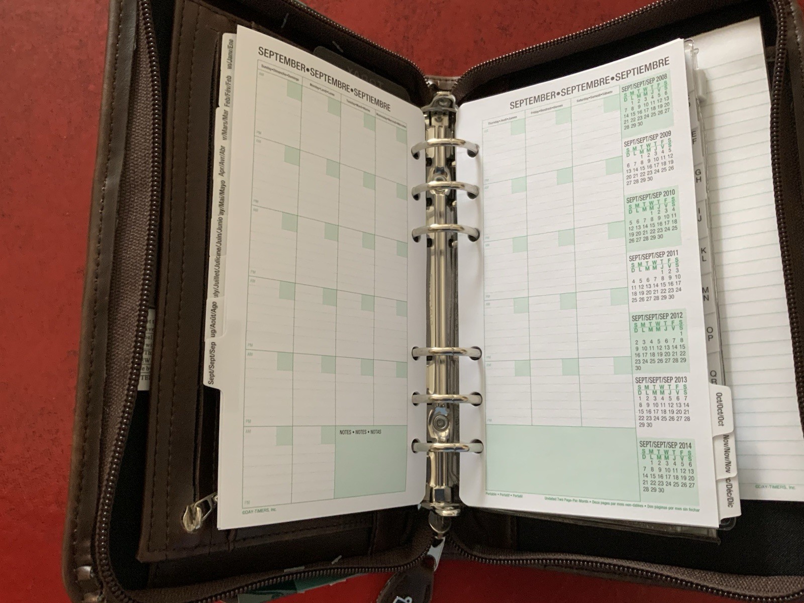 Day-Timer Wire-Bound Leather Organizer System Agenda Brown # 68444