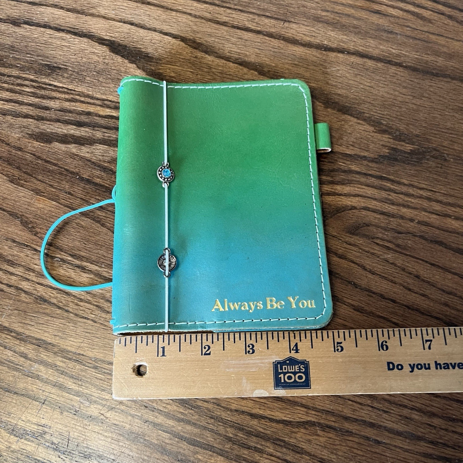 Foxy Fix Ombré Green Leather String Travelers Notebook Journal Cover Pen Holder